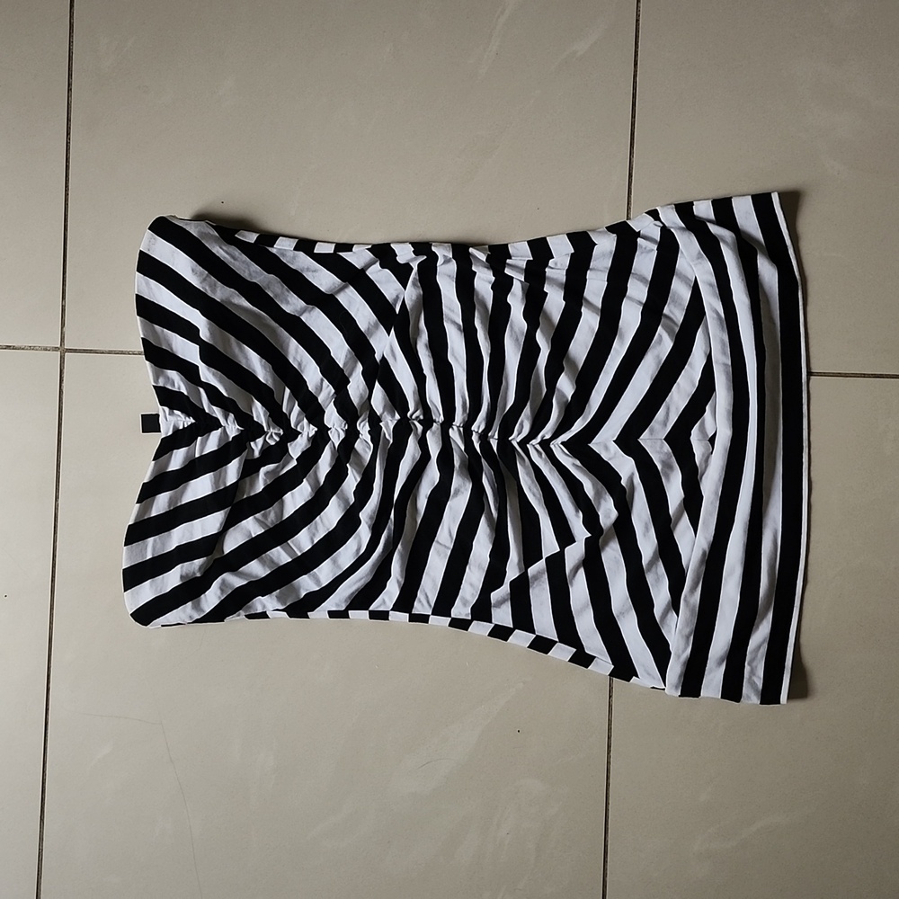 Bebe "Barbie" Black and White Stripe Stretch Tube Top